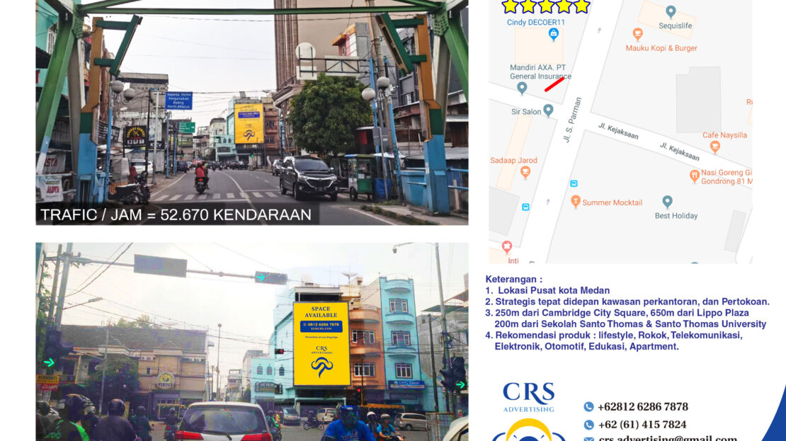 billboard Jl S parman sp Kejaksaan, Medan petisah