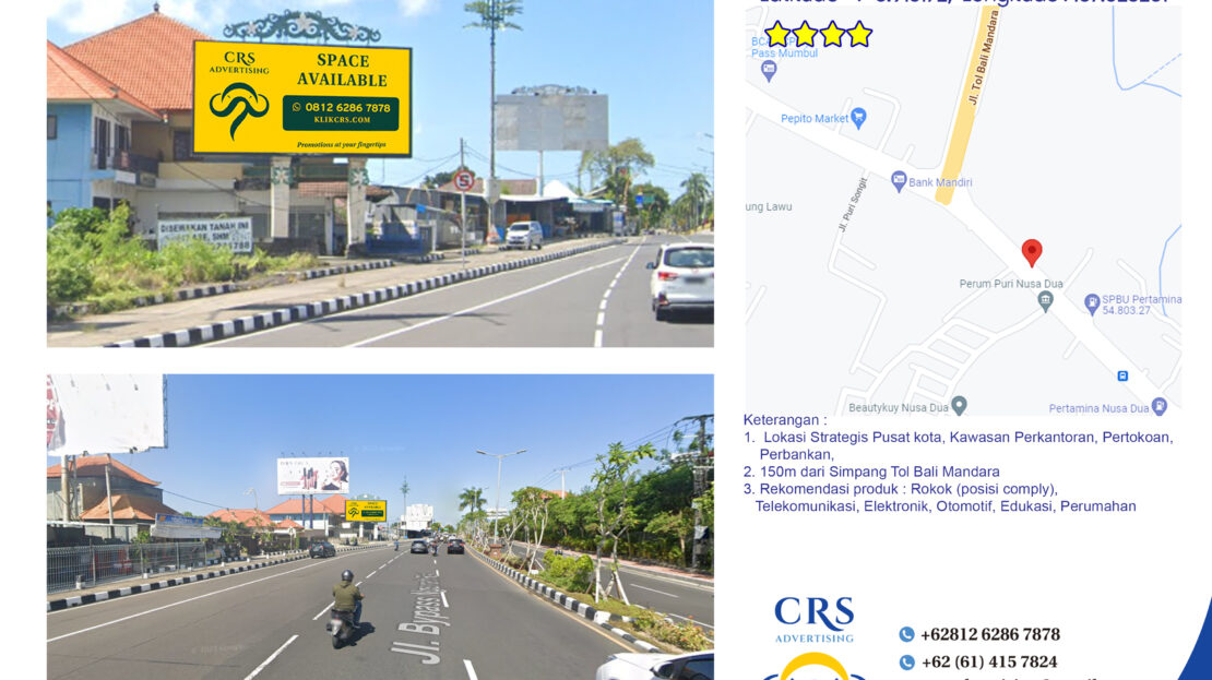 billboard Jl. Bypass Ngurah sp Tol Bali Mandara, Benoa, Kec. Kuta Sel., Kabupaten Badung, Bali