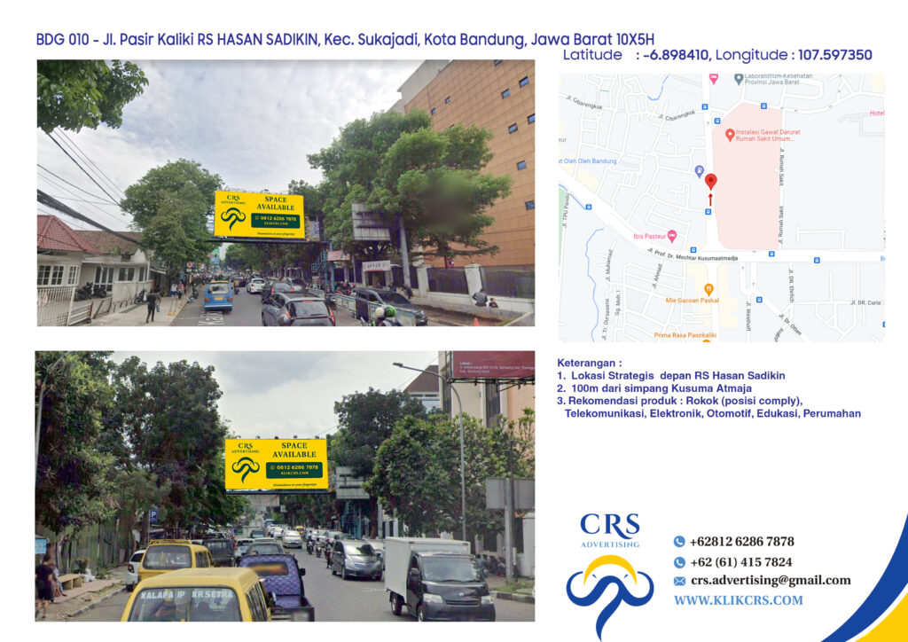 billboard Jl. Pasir Kaliki RS HASAN SADIKIN, Kec. Sukajadi, Kota Bandung, Jawa Barat