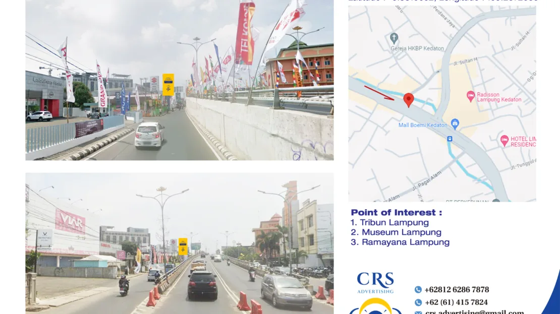 billboard Jl ZA Pagar Alam, FLYOVER MBK, Kec. Kedaton, Bandar Lampung