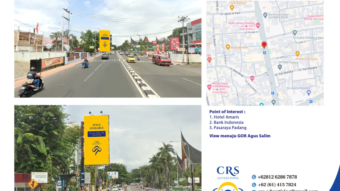 billboard PDG053 A - Jl. Jend Sudirman 9-13, Kec. Padang Timur, Kota Padang, Sumatera Barat