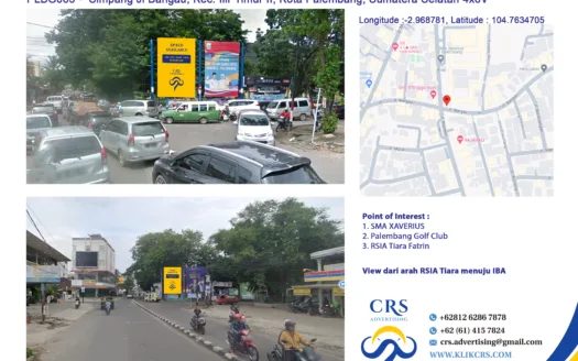 billboard Simpang Jl Bangau, Kec. Ilir Timur II, Kota Palembang, Sumatera Selatan