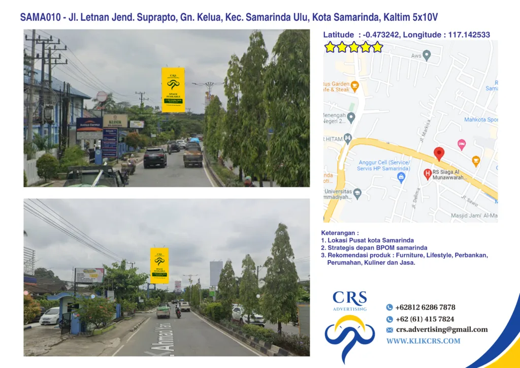 billboard Jl. Letnan Jend. Suprapto, Gn. Kelua, Kec. Samarinda Ulu, Kota Samarinda, Kaltim