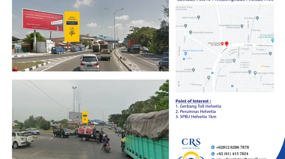 BW269 - Pertigaan Exit Tol Helvetia, Jl Asrama, Kec. Sunggal, Kab. Deli Serdang 5x10V