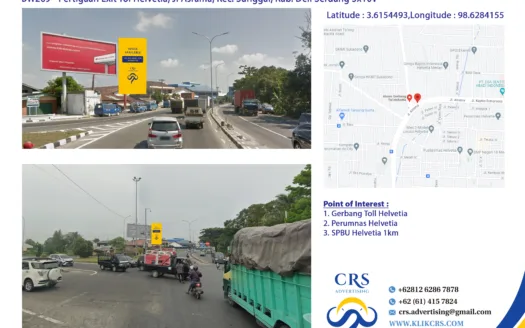 BW269 - Pertigaan Exit Tol Helvetia, Jl Asrama, Kec. Sunggal, Kab. Deli Serdang 5x10V