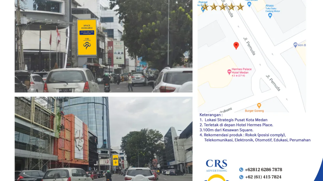 V004 - Videotron Jl Pemuda Hermes Place , Medan, A U R, Kec. Medan Maimun, Kota Medan, 3x6V