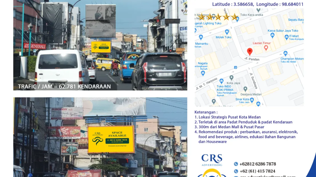 V006 - Jl. MT Haryono sp Pandan, Kec. Medan Tim., Kota Medan, Videotron 6x4H