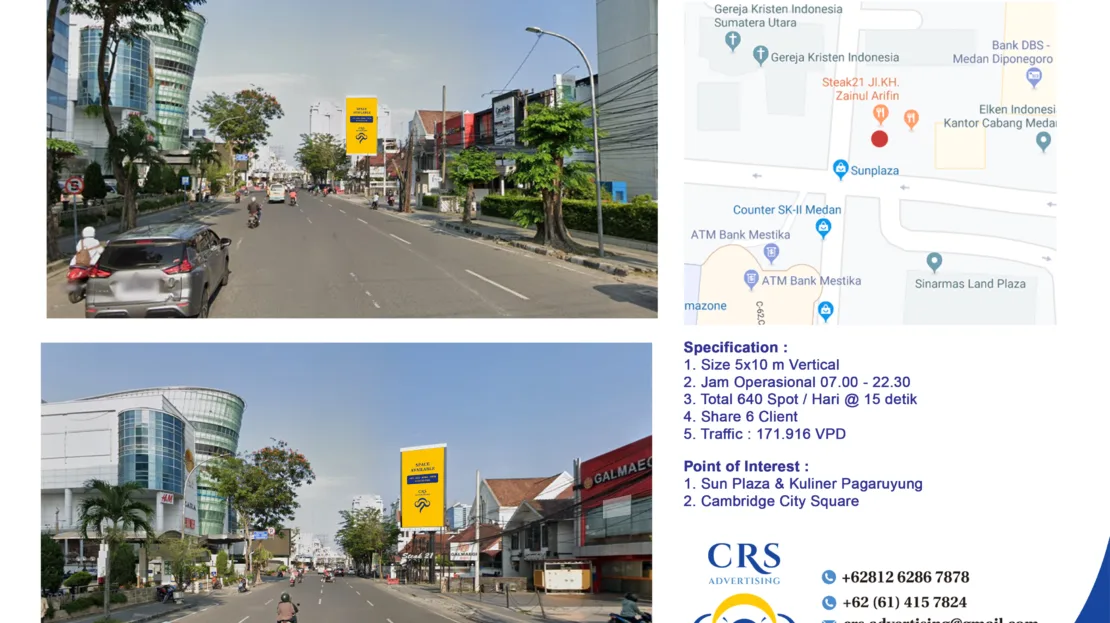 V017 - Videotron dekat Sun Plaza, Jl Zainul Arifin Medan Petisah - 5x10V