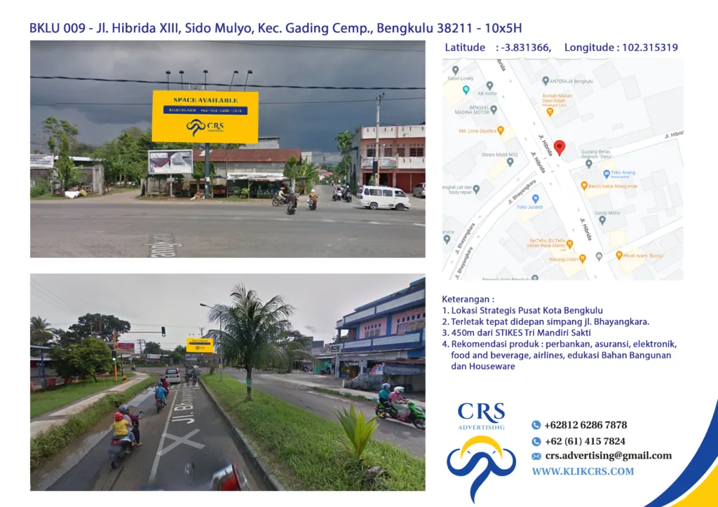 BKLU 009 - Jl. Hibrida XIII, Sido Mulyo, Kec. Gading Cemp., Kota Bengkulu, Bengkulu 38211 - 10x5H