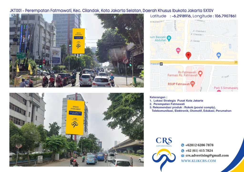 JKT001 - Perempatan Fatmawati, Kec. Cilandak, Kota Jakarta Selatan, Daerah Khusus Ibukota Jakarta 5X10V