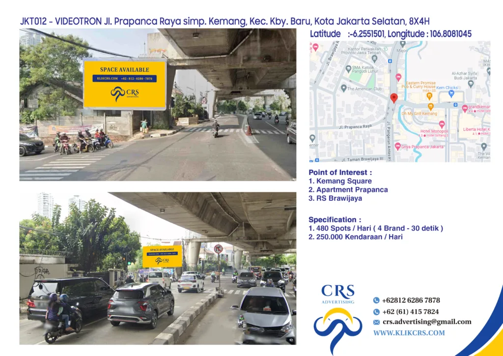 JKT012 - VIDEOTRON Jl. Prapanca Raya simp. Kemang, Kec. Kby. Baru, Kota Jakarta Selatan, 8X4H