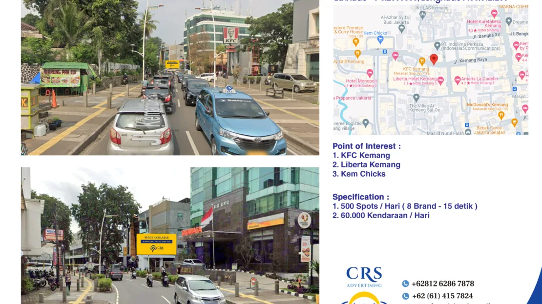 JKT015 - VIDEOTRON Kemang Raya, Kec. Mampang Prpt., Kota Jakarta Selatan, 8X4H