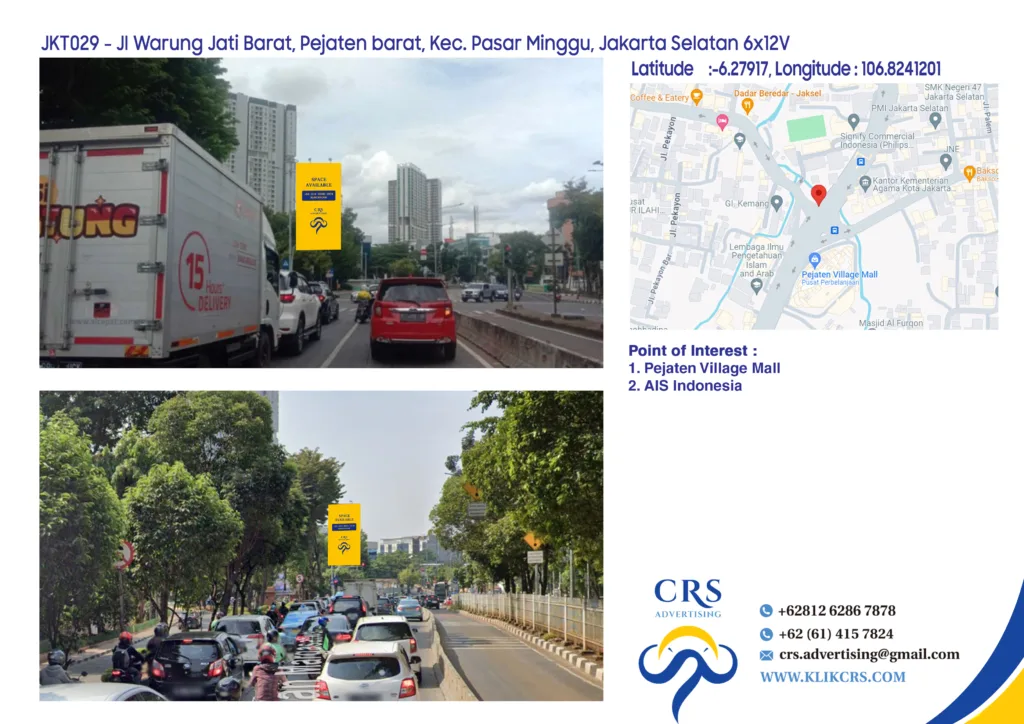 JKT029 - Jl Warung Jati Barat, Pejaten barat, Kec. Pasar Minggu, Jakarta Selatan 6x12V