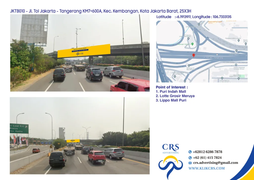 JKTB010 - Jl. Tol Jakarta - Tangerang KM7+600A, Kec. Kembangan, Kota Jakarta Barat, 25X3H