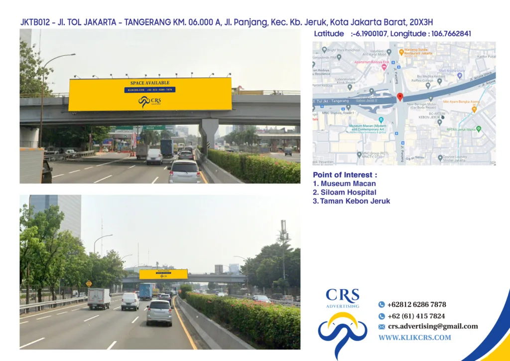 JKTB012 - Jl. TOL JAKARTA - TANGERANG KM. 06.000 A, Jl. Panjang, Kec. Kb. Jeruk, Kota Jakarta Barat, 20X3H