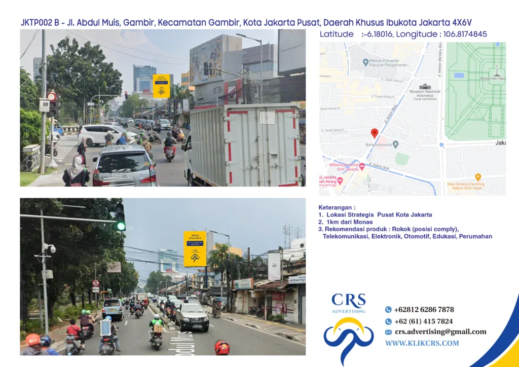 JKTP002 B - Jl. Abdul Muis, Gambir, Kecamatan Gambir, Kota Jakarta Pusat, Daerah Khusus Ibukota Jakarta 4X6V