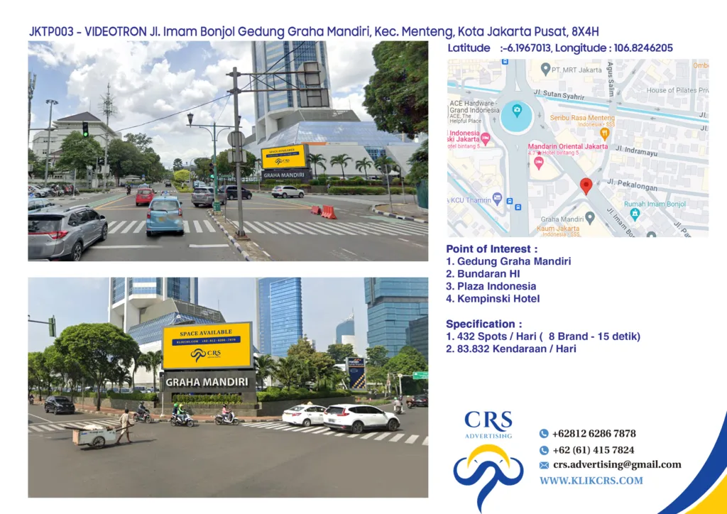 JKTP003 - Jl. Imam Bonjol Gedung Graha Mandiri, Kec. Menteng, Kota Jakarta Pusat, 8X4H