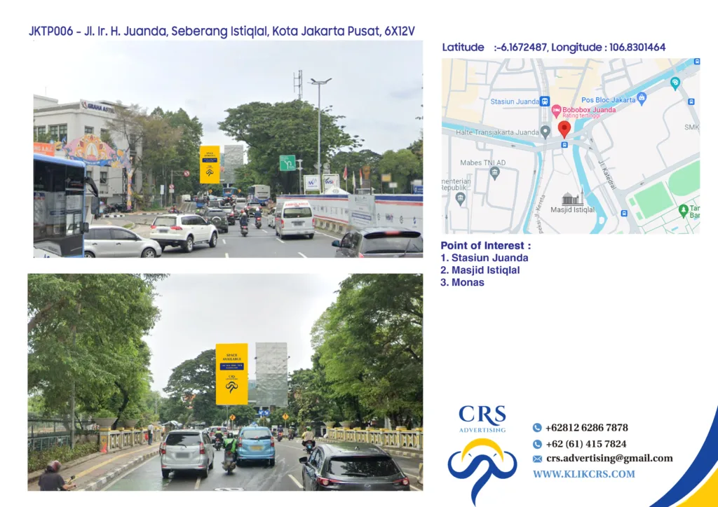 JKTP006 - Jl. Ir. H. Juanda, Seberang Istiqlal, Kota Jakarta Pusat, 6X12V