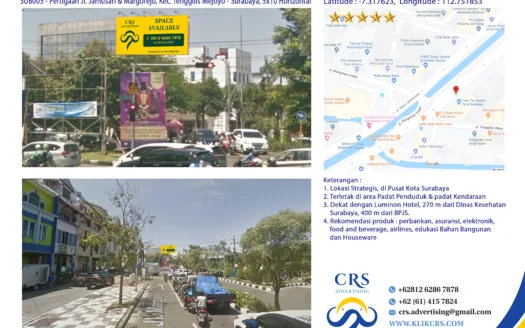 SUB005 - Pertigaan Jl. Jamusari & Margorejo, Kec. Tenggilis Mejoyo - Surabaya, 5x10 Horizontal