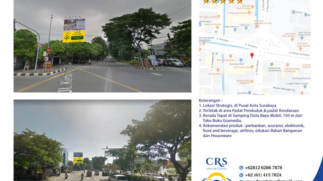 SUB008 - Perempatan Jl Manyar Kertoarjo (Arah Kertajaya) - Surabaya, 5x10 Horizontal