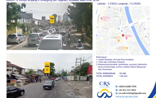 SUB024 - Jl. Dinoyo simpang Jl Pandegling Kec. Tegalsari, Surabaya, Jawa Timur 5x10V