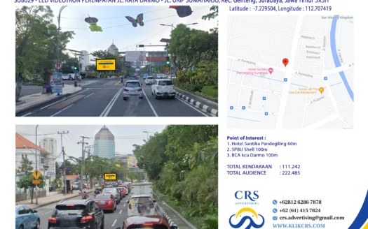 SUB029 - LED VIDEOTRON PEREMPATAN JL. RAYA DARMO - JL. URIP SUMAHARJO, Kec. Genteng, Surabaya, Jawa Timur 5X3H