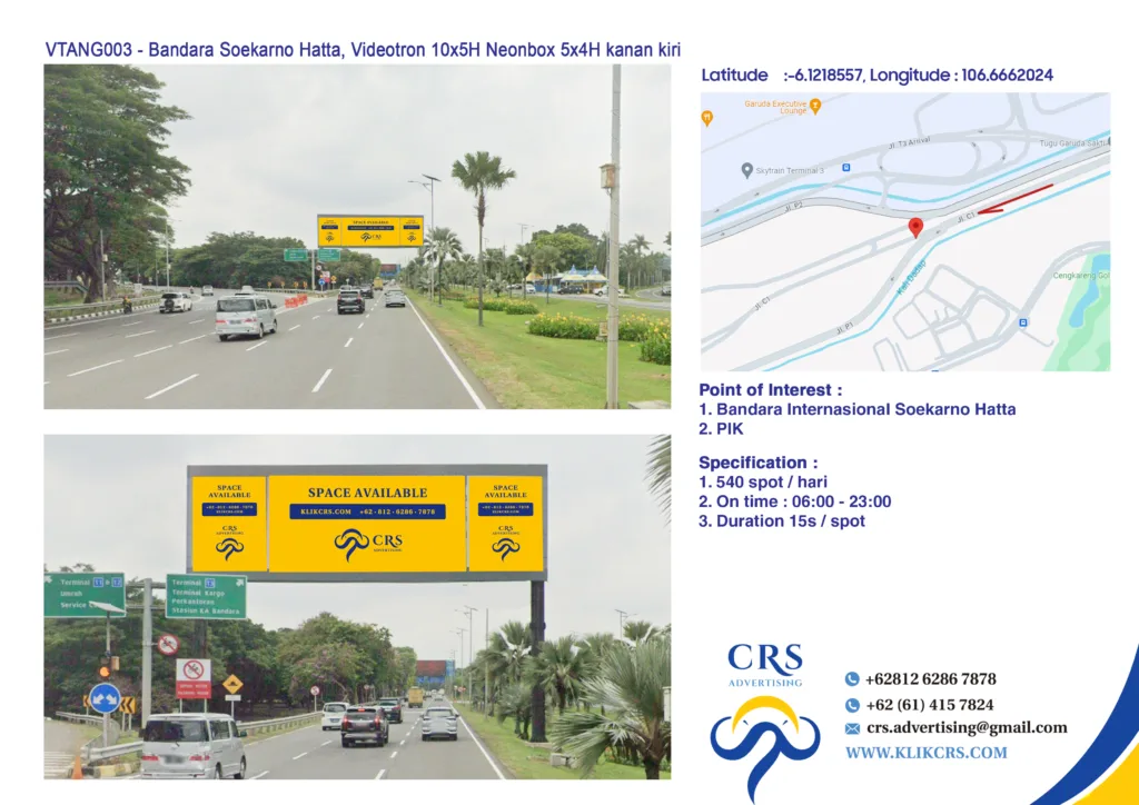 VTANG003 - Bandara Soekarno Hatta, Videotron 10x5H Neonbox 5x4H kanan kiri