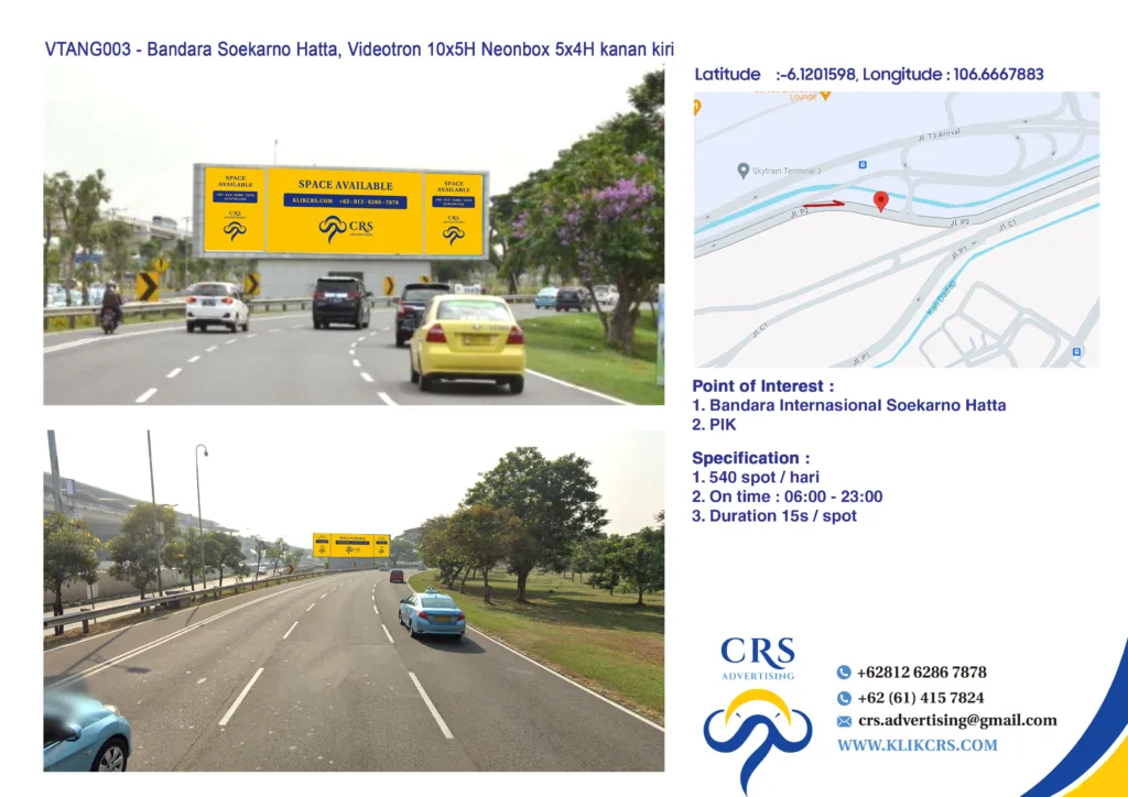 VTANG004 - Bandara Soekarno Hatta (ARAH KELUAR), Videotron 10x5H Neonbox 5x4H kanan kiri
