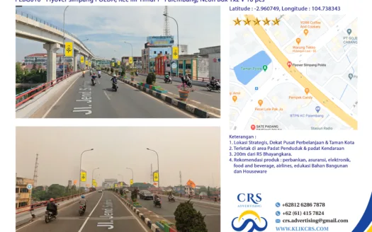 PLBG010 - Flyover simpang POLDA, Kec Ilir Timur I - Palembang, Neon Box 1x2 V 10 pcs