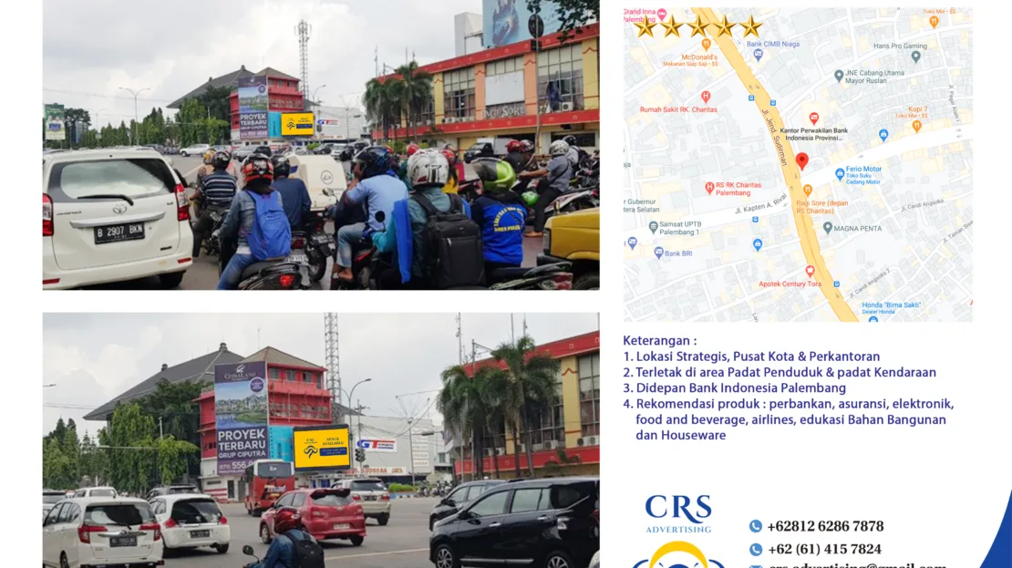 PLBG016 - Videotron Jl. Jend. Sudirman depan BI - Ilir Tim. I - Palembang, Sumatera Selatan 6x4H