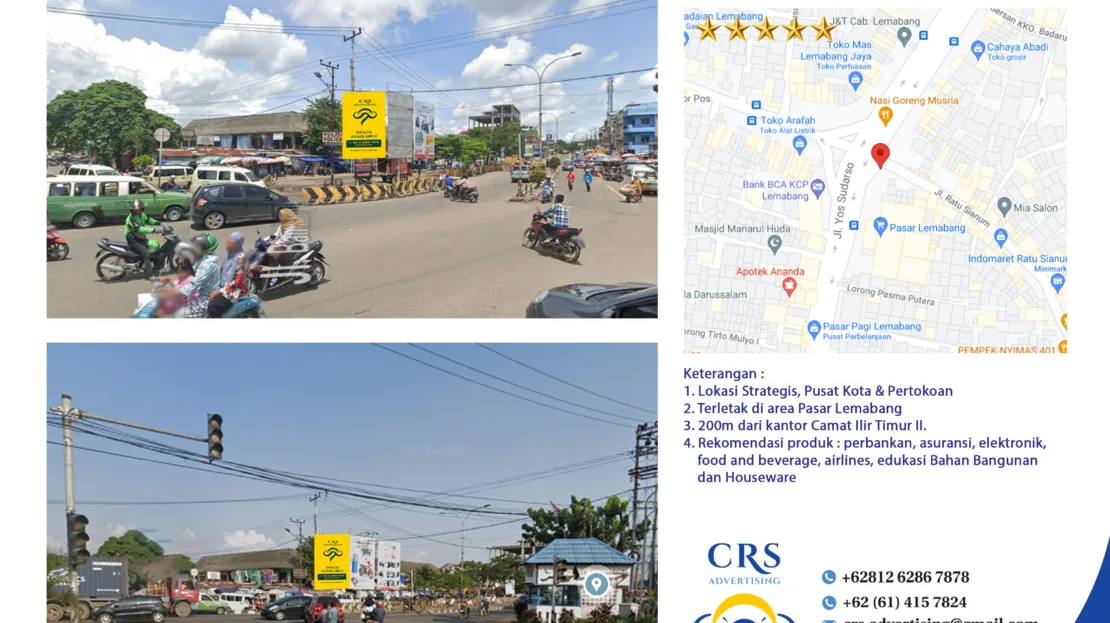 PLBG023 - Jl. Yos Sudarso - Pasar Lemabang, Kec Ilir Timur II, Palembang, 4x6v