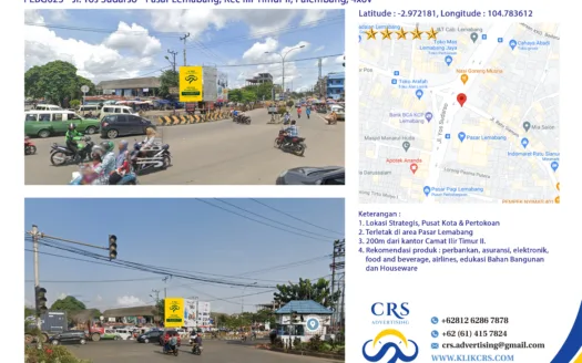 PLBG023 - Jl. Yos Sudarso - Pasar Lemabang, Kec Ilir Timur II, Palembang, 4x6v