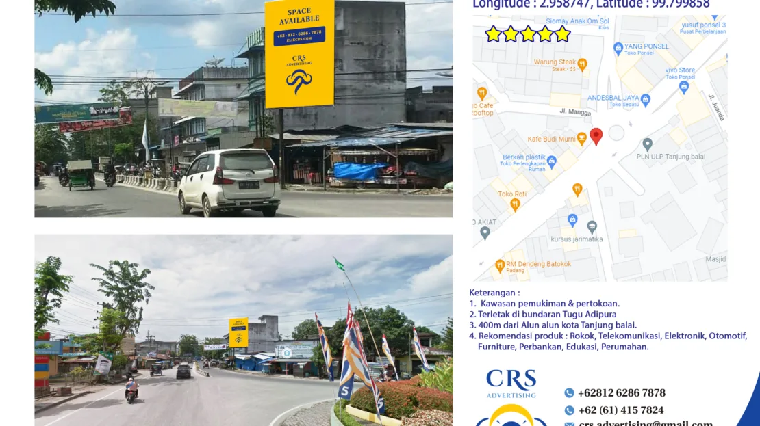 TJBL001 - Jl. Jendral Sudirman No.66, Tj. Balai Kota II, Tanjungbalai Selatan, Kota Tanjung Balai, 4X6V