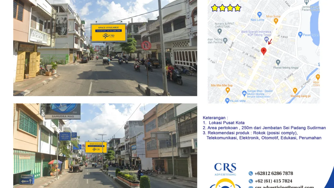 TT011 A - Jl Sudirman, Badak Bejuang, Kec. Tebing Tinggi Kota, Kota Tebing Tinggi, 10x5h
