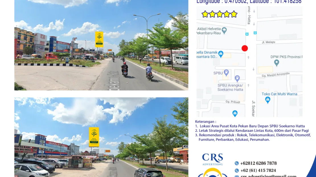 RIAU005 - Jl Soekarno Hatta Depan SPBU Markaz PKS, Marpoyan damai - Pekanbaru, 5x10 V