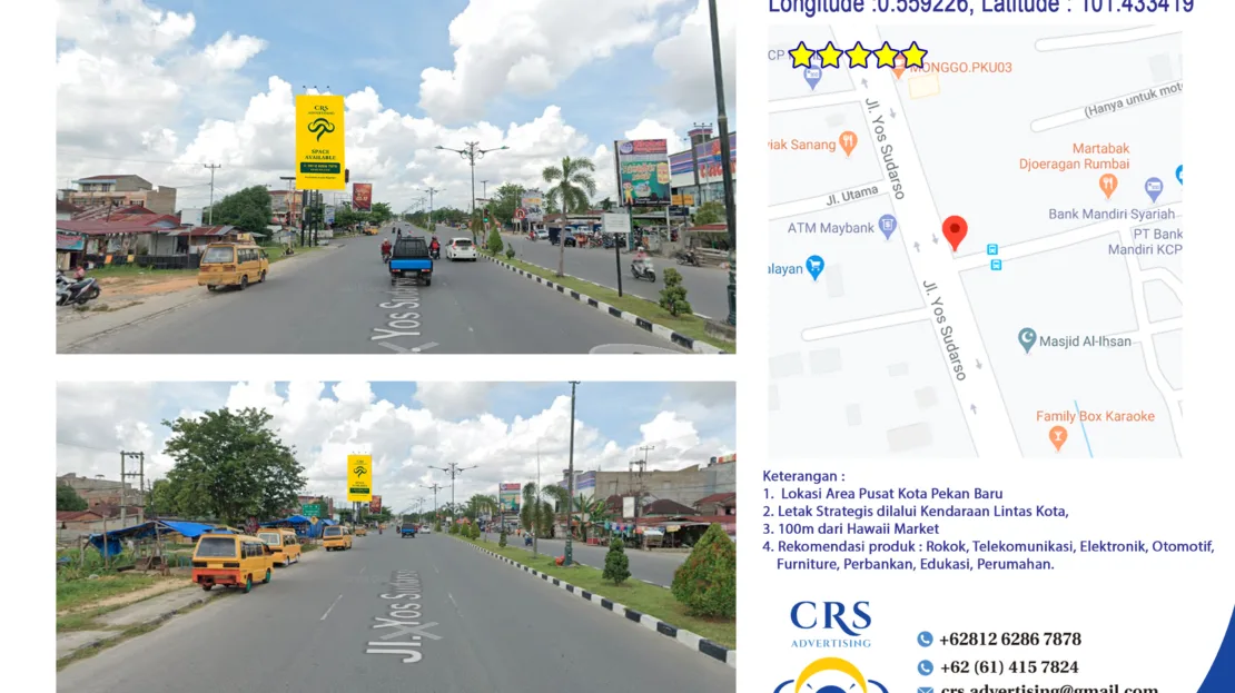 RIAU007 - Jl Yos Sudarso Depan Hawai Rumbai Pekanbaru, 5x10 V