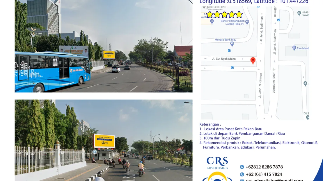 RIAU021 - Videotron Jl Sudirman sp Cut Nyak Dien, Sukajadi - Pekanbaru 8x4H