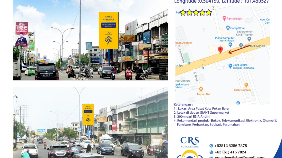 RIAU022B - Jl. Tuanku Tambusai depan Giant, Tengkerang Bar., Kec. Marpoyan Damai, Kota Pekanbaru, 5x10