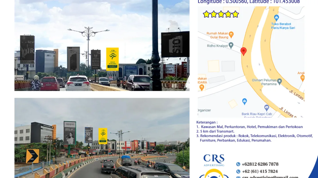 RIAU028 - Jl. Sudirman Fly Over Simpang Rambai Pekanbaru Ukuran 5x10 V