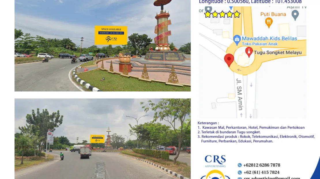RIAU029 - TUGU SONGKET Jl. Tuanku Tambusai, Simp. Baru - Kec. Tampan, Pekanbaru 12X6H