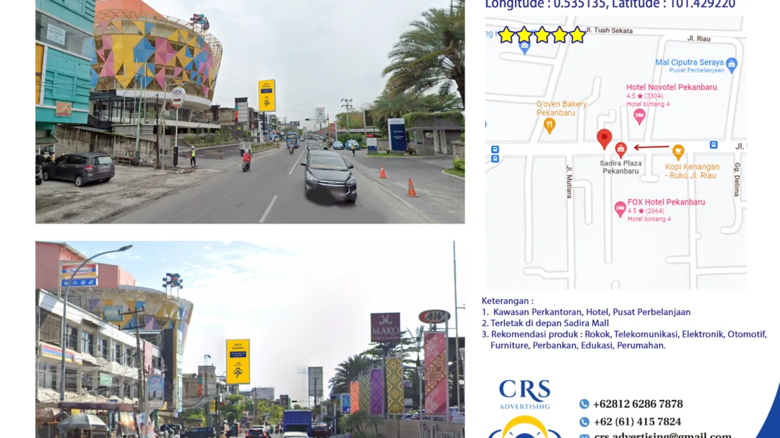 RIAU038 B - Jl Riau depan Novotel, Ciputra Mall & Sadira Mall, Pekanbaru 5x10V